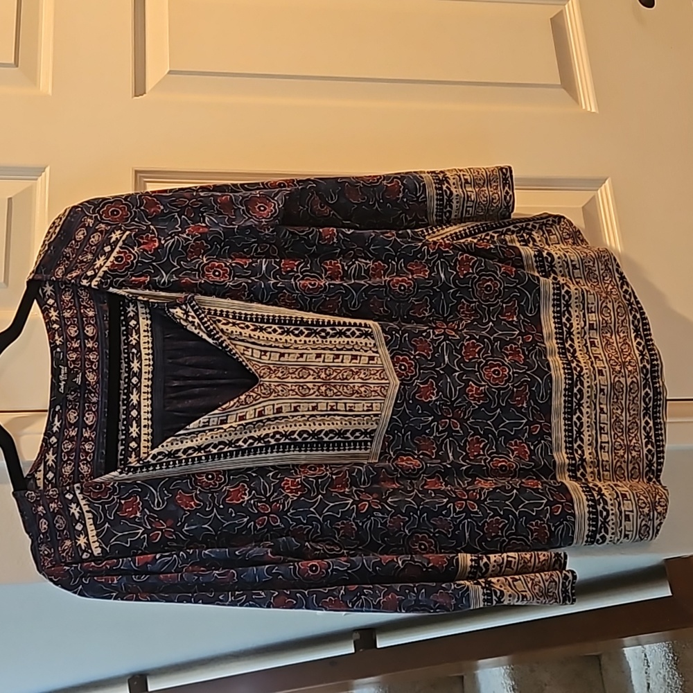 Womens Lucky Brand 3/4 sleeve floral top blouse L Large EUC